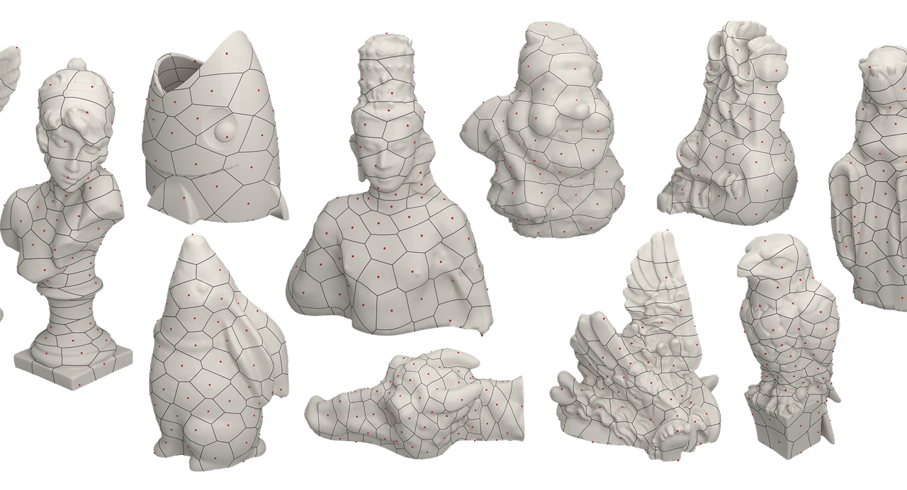 Biharmonic Distance Driven Voronoi Diagrams Restricted on Curved Surfaces